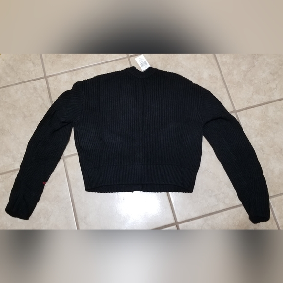 Social Collision Stitched Bunny Heart Button Cropped Knit Cardigan (XS) - Picture 2 of 5